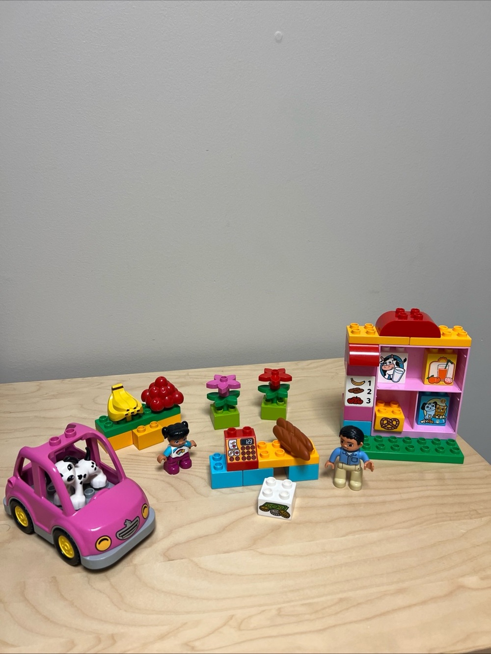 LEGO DUPLO Pink Toy Car & Market Playset with Figures - Toddler Toy
